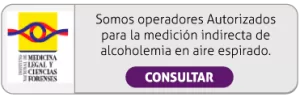 Texto "Autorizados para la medición indirecta de alcoholemia en aire espirado"